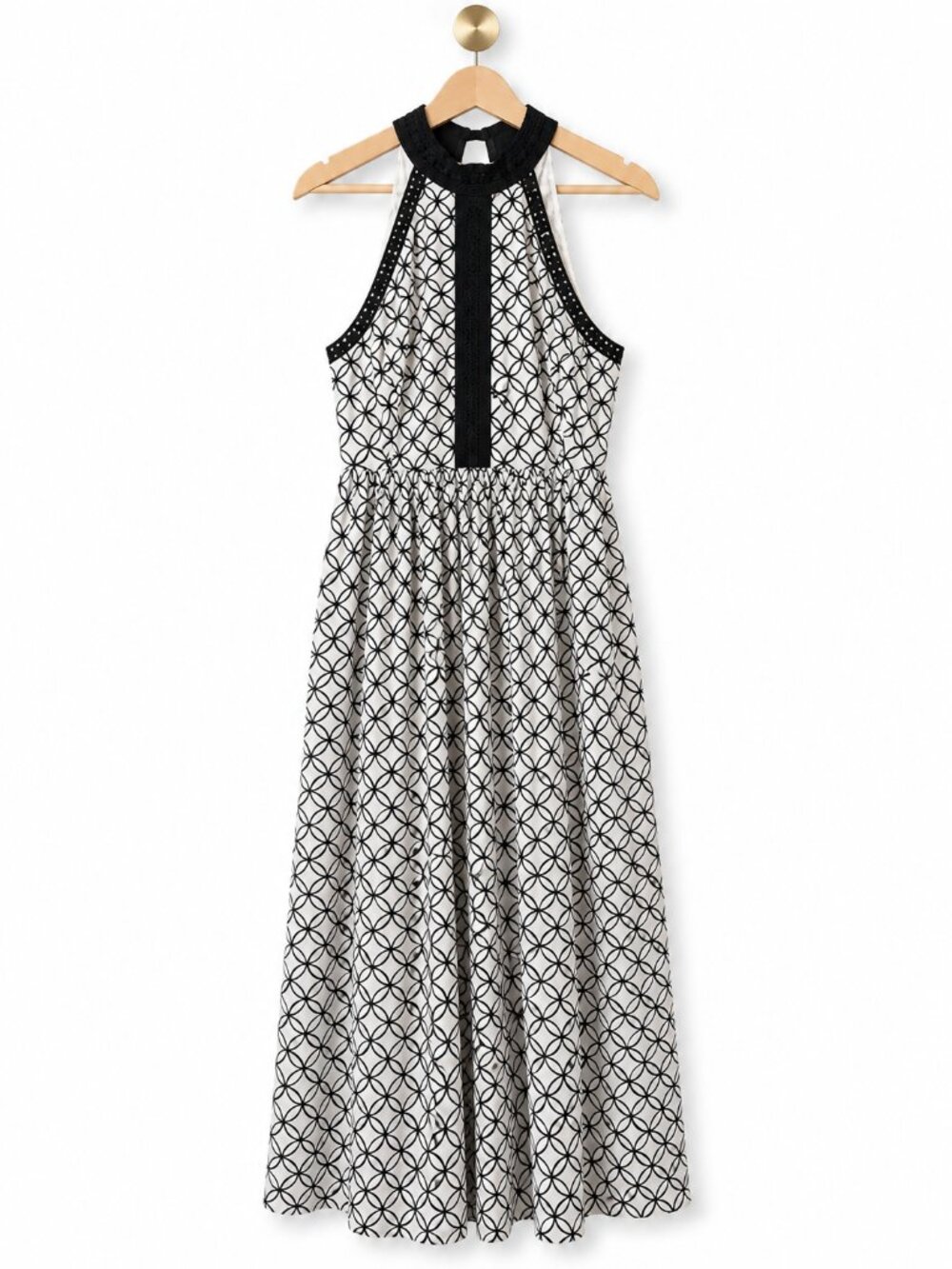 Eri + Ali Anthropologie Black White Embroidered Lace Midi Dress Size 0